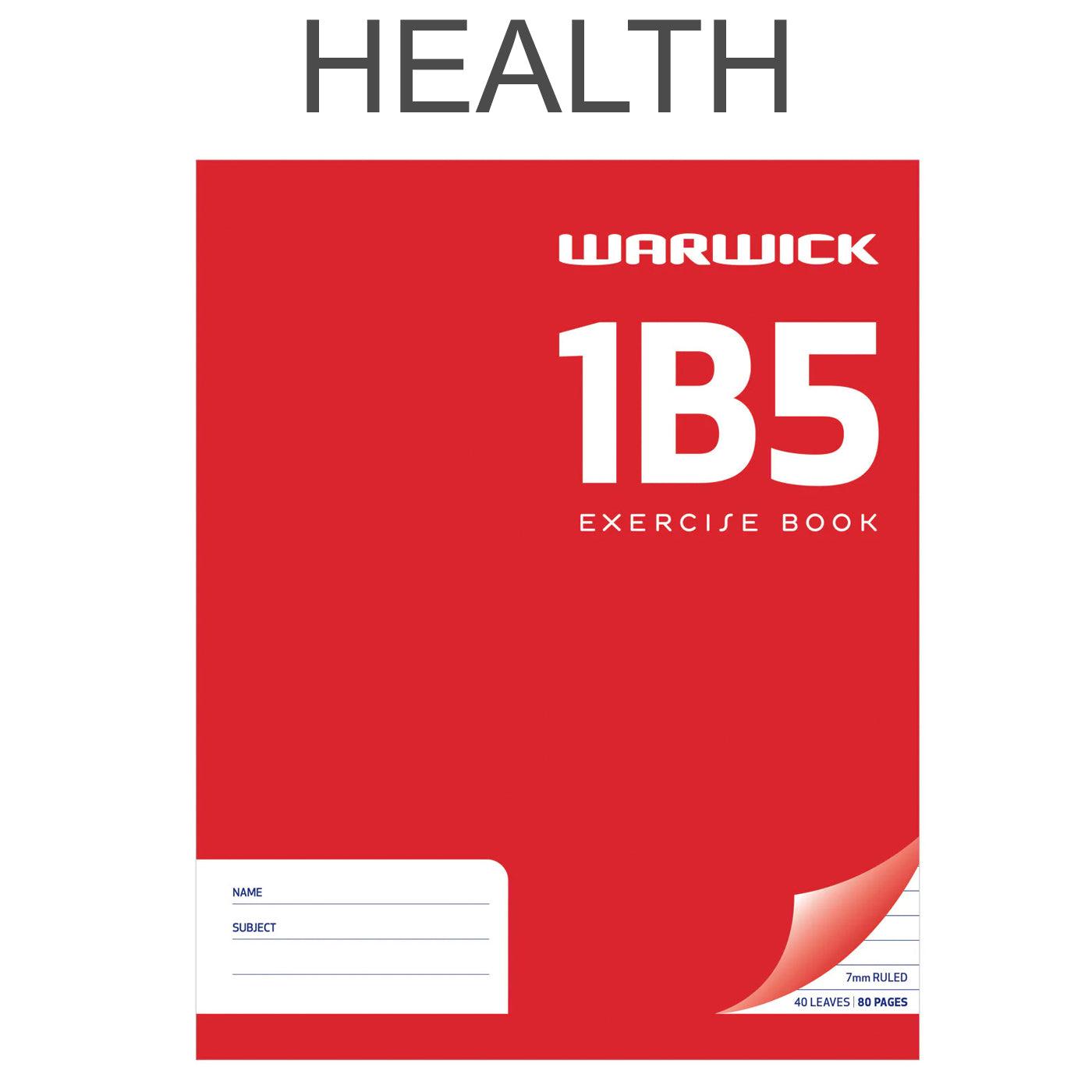 Warwick 1B5 Exercise Book Ruled 7mm 40 Leaf