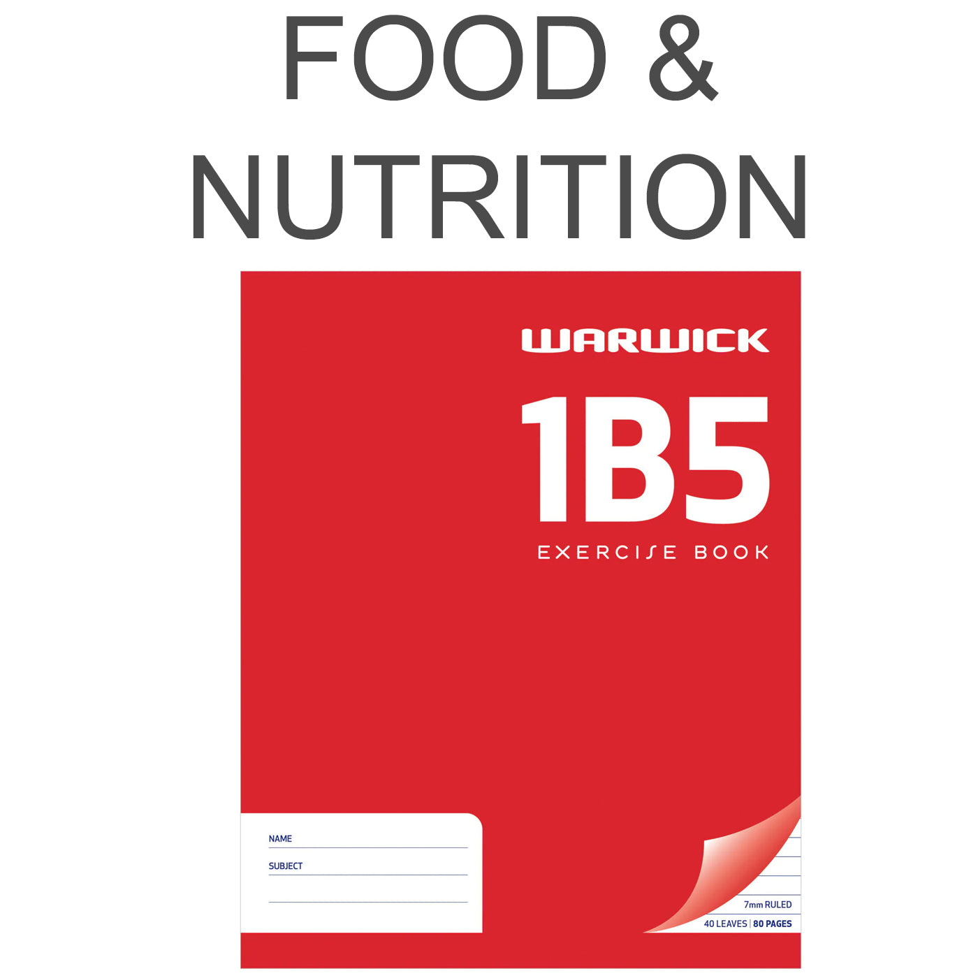Warwick 1B5 Exercise Book Ruled 7mm 40 Leaf