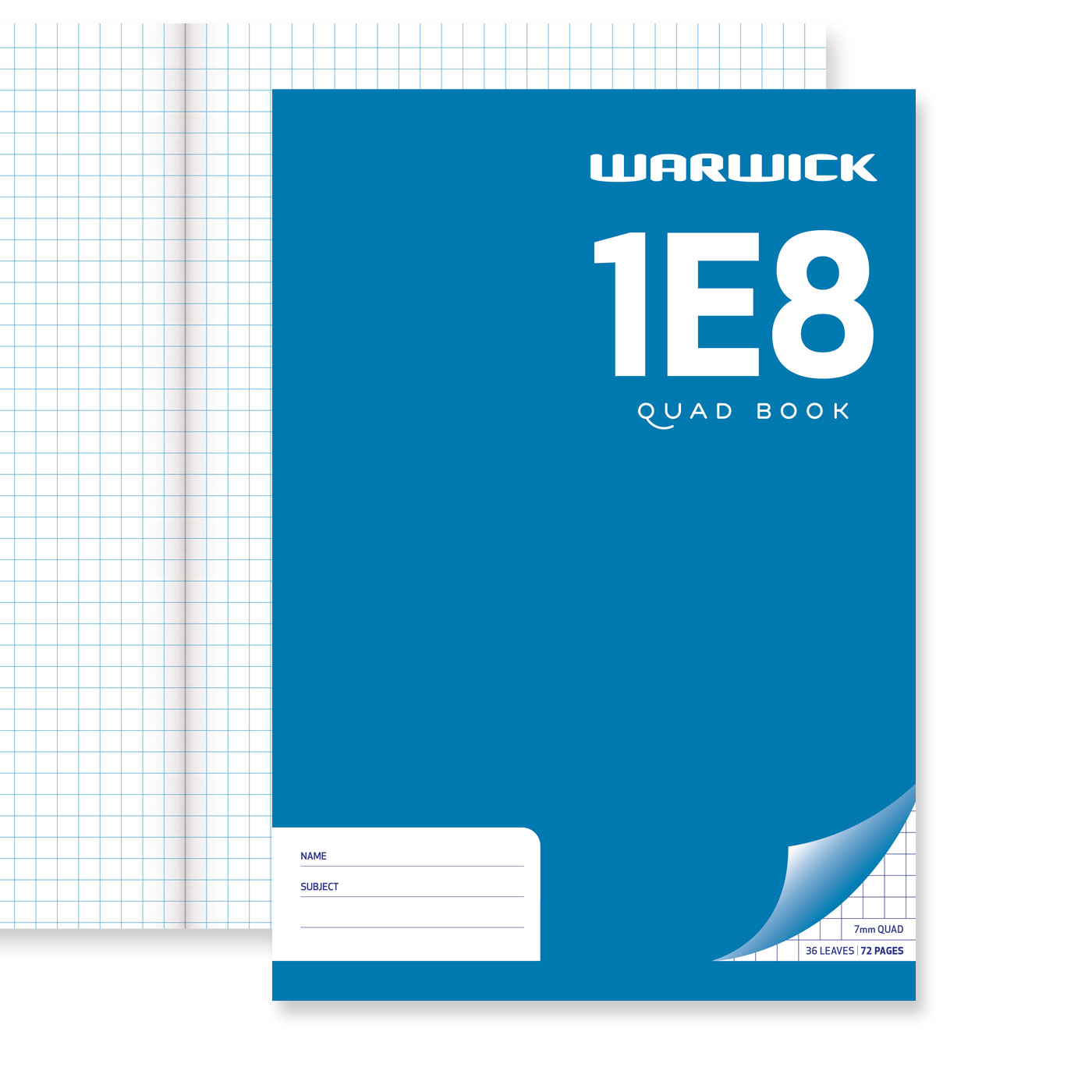 Warwick Exercise Book 1E8 A4 7 mm Quad 36 Leaf