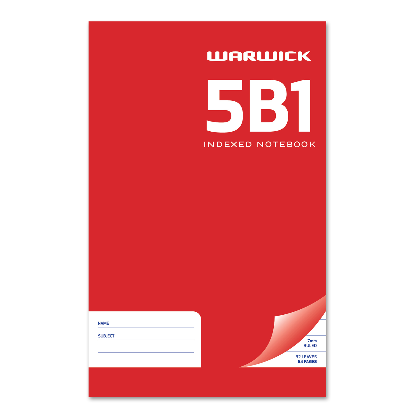 Warwick Indexed 5B1 Notebook 32 Leaf Ruled 7mm 165 x 100mm