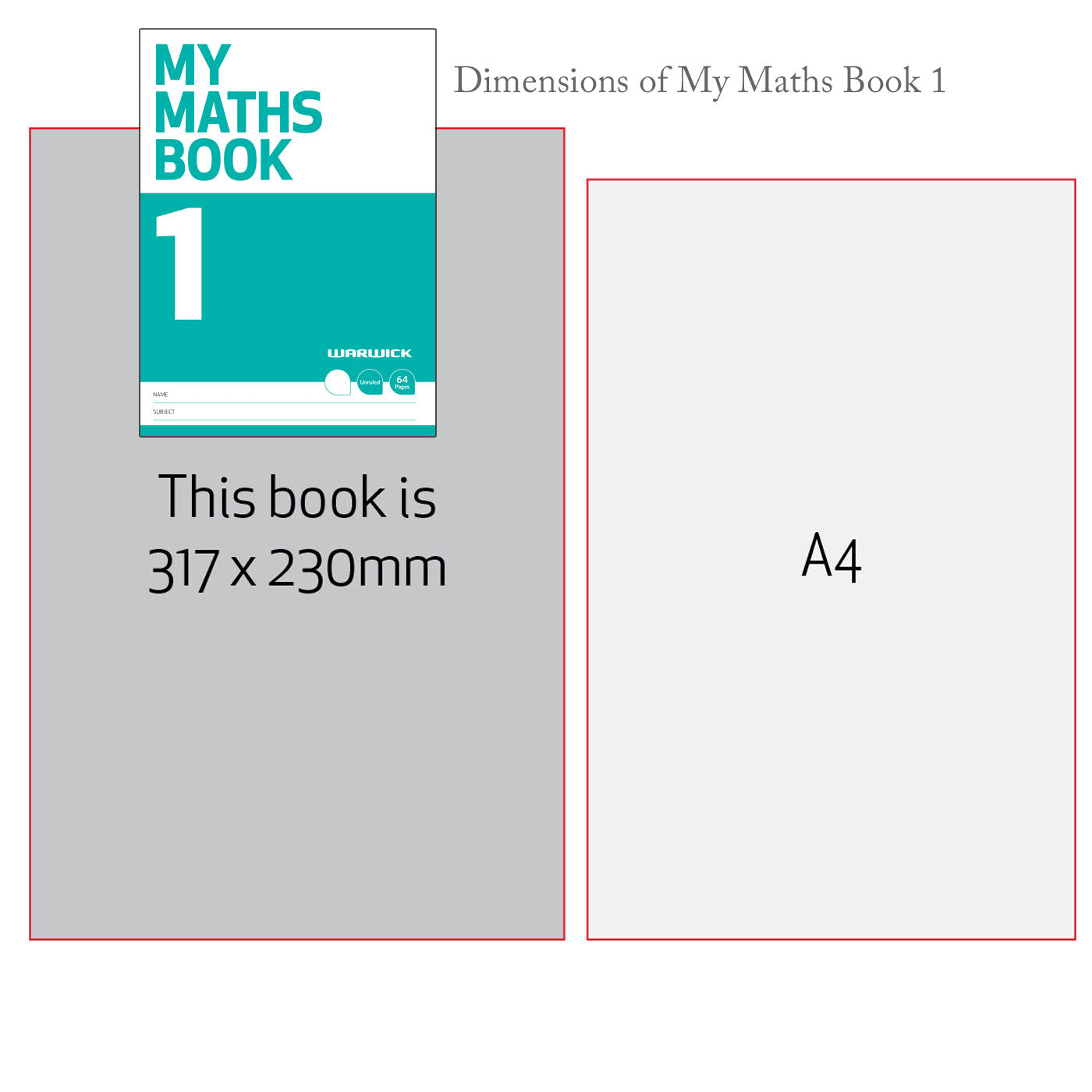 Warwick My Maths Book 1 Unruled Dimensions