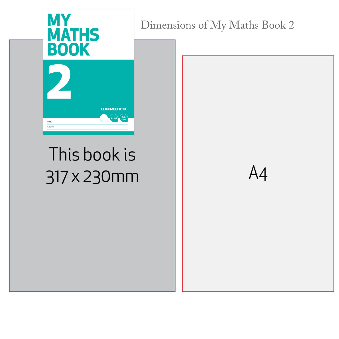 Warwick My Maths Book 2 Unruled 64 Pages Green