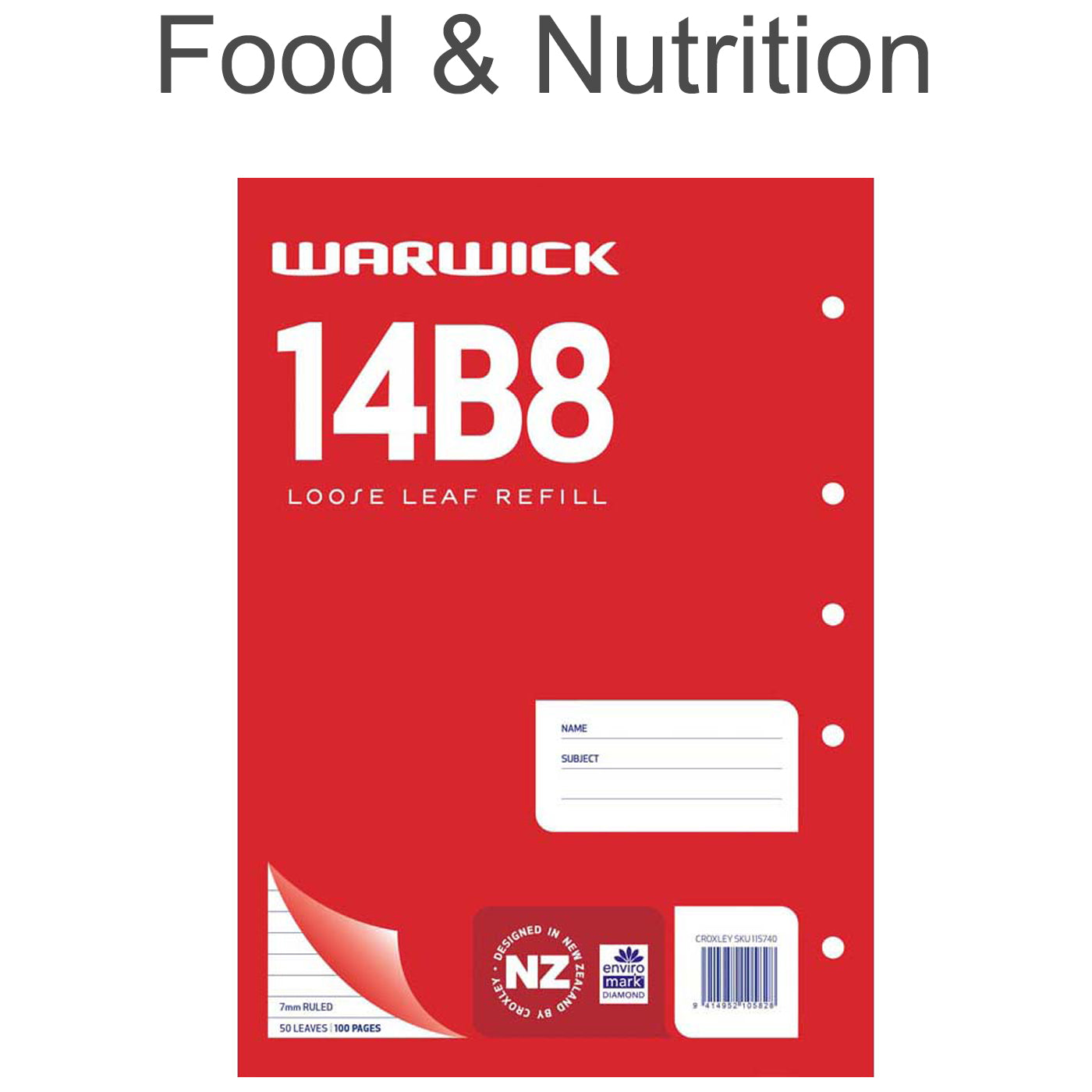 Warwick 14B8 Loose Leaf Refill Pad A4 Punched 7mm Ruled 50 Leaves