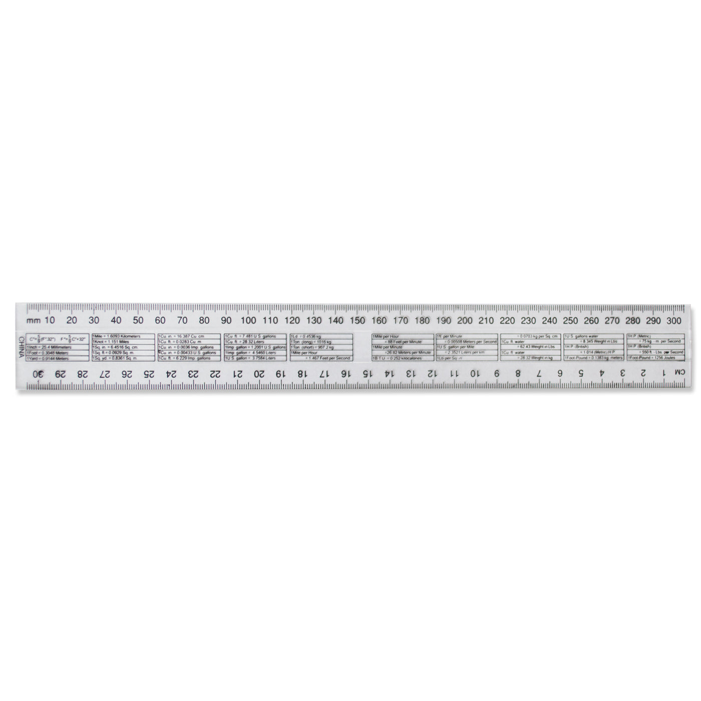 Warwick Ruler Clear Plastic with Conversions 30cm