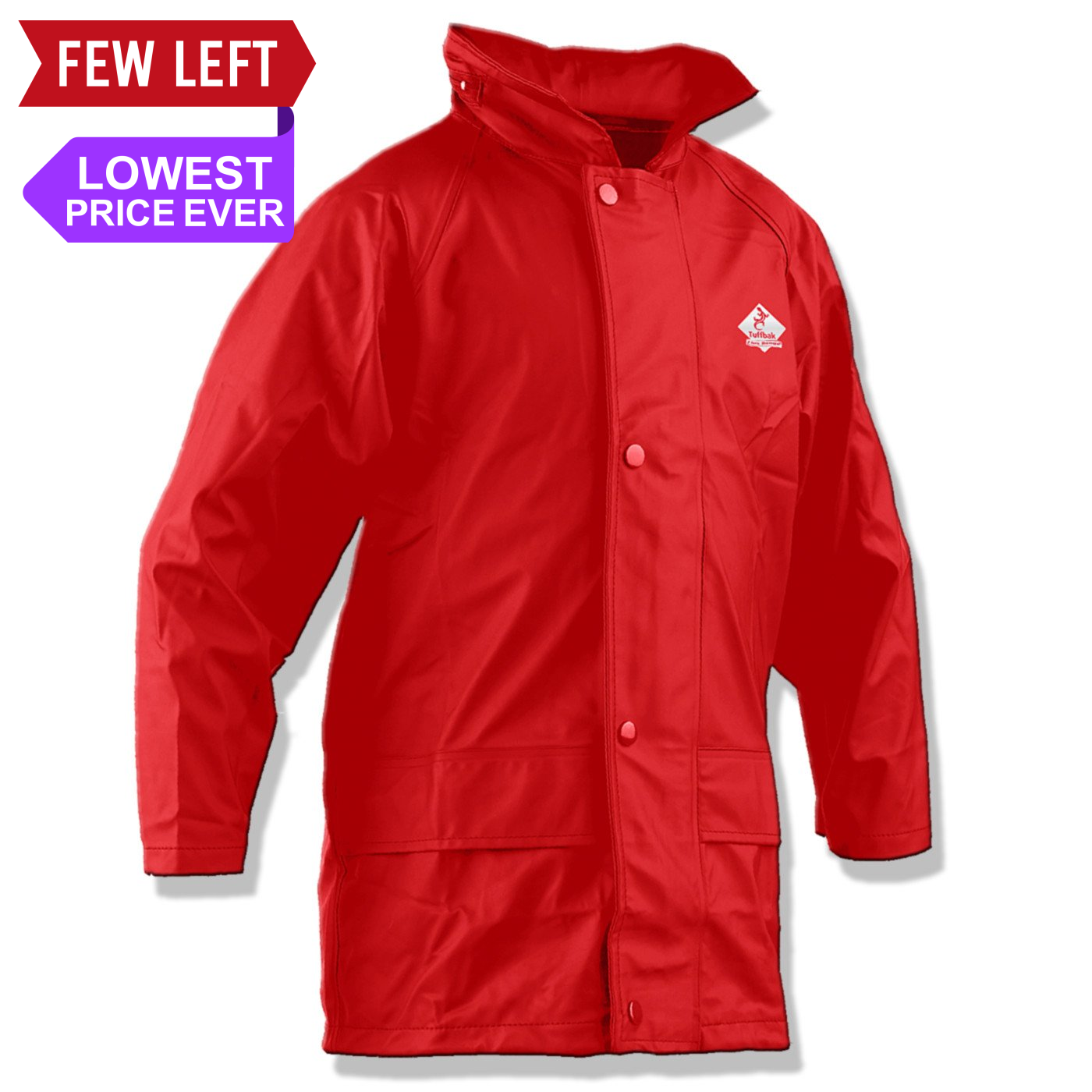 Tuffbak Kids Raincoat - Red - School Depot NZ - 1