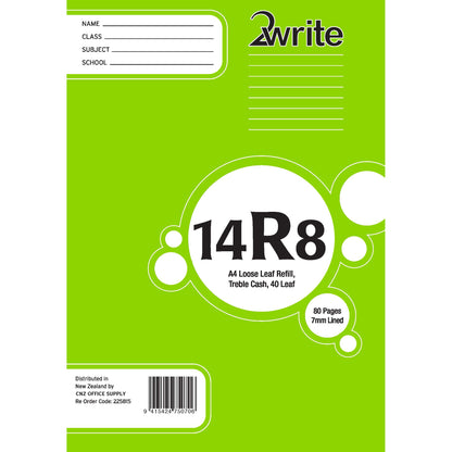 2WRITE 14R8 Accounting Loose Leaf Refill Treble Cash Columns A4