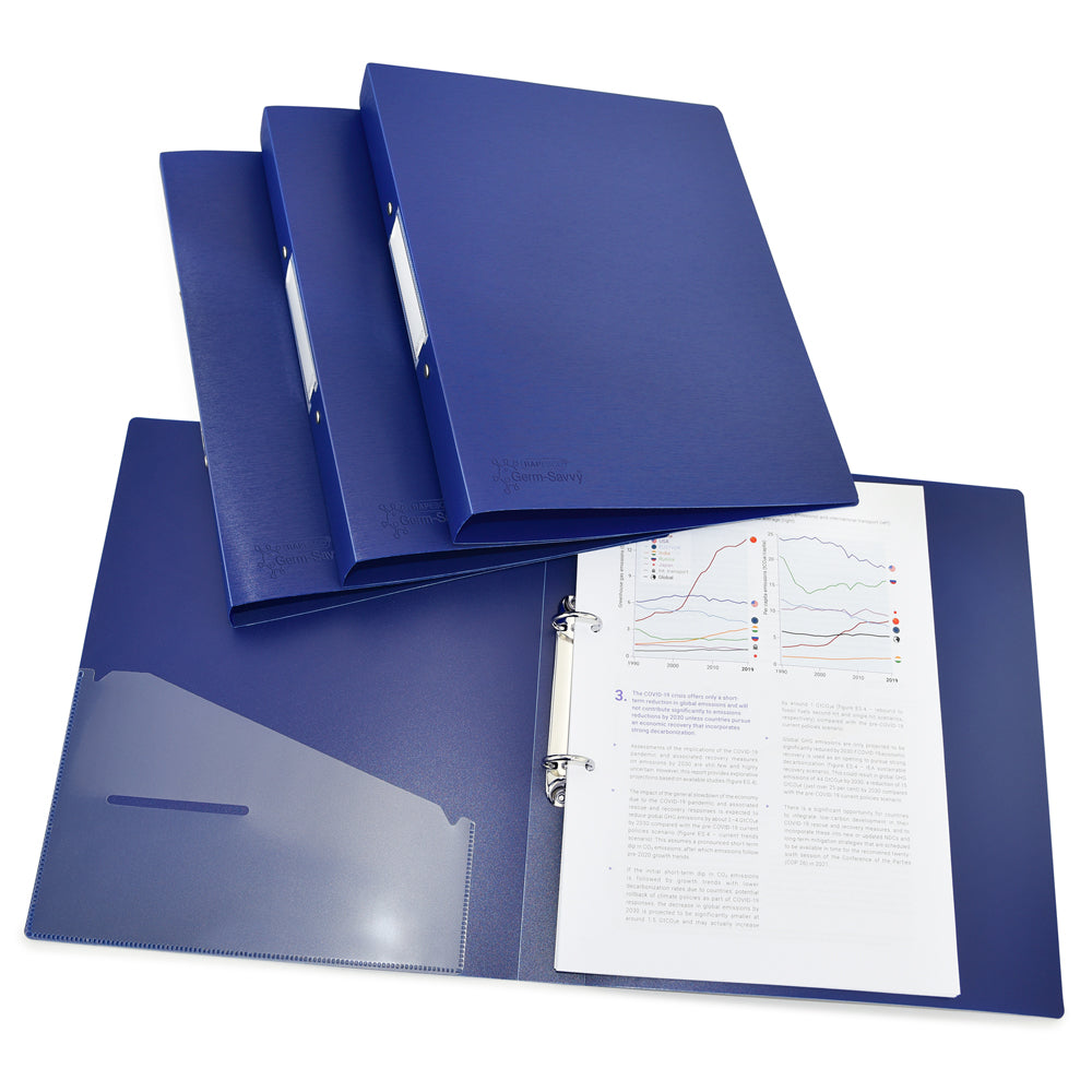 Rapesco Germ-Savvy Antibacterial A4 PP Ring Binder 225 Blue