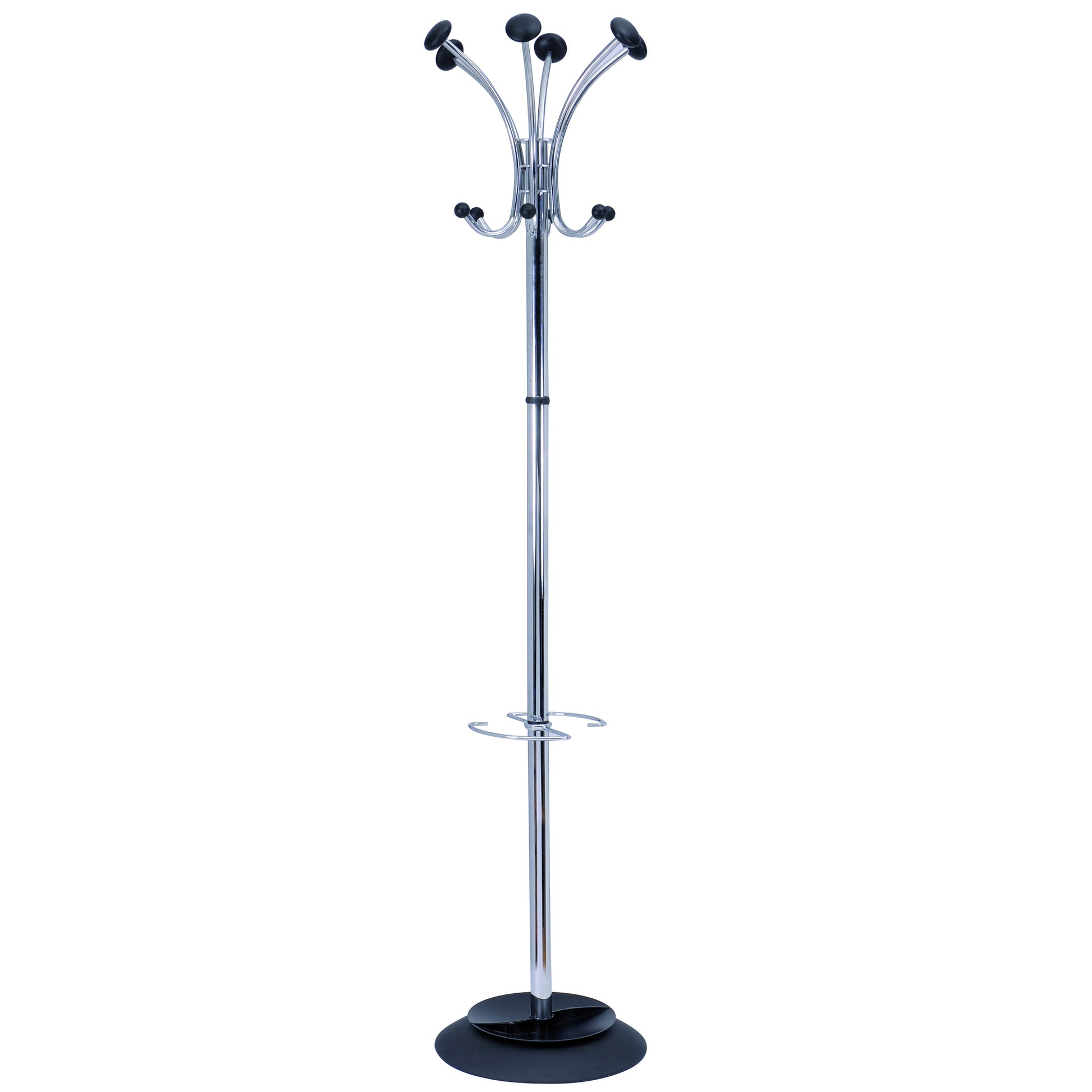 Alba Brio Coat Rack with Integrated Umbrella Stand Chrome 38cm (Base) X 177cm