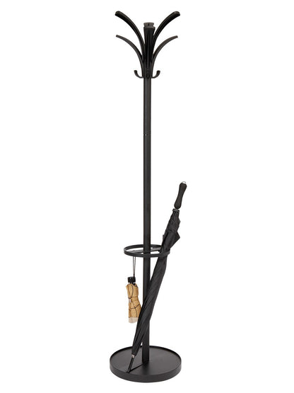 Alba Brio Coat Rack with Integrated Umbrella Stand Black 38cm (Base) X 170cm