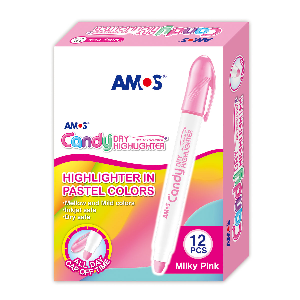 Amos Dry Highlighter Gel Milky Pink