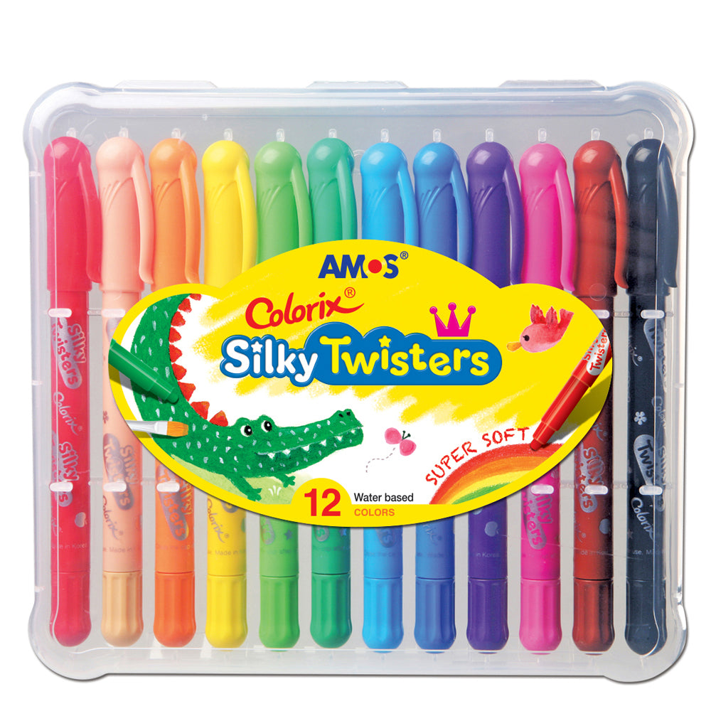 Amos Twistable Crayons Colorix Silky Twisters Water Based 12 Pack