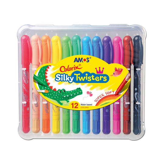 Amos Twistable Crayons Colorix Silky Twisters Water Based 12 Pack