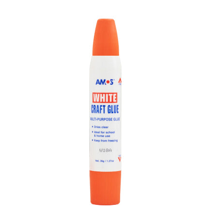 Amos Craft Glue Double-Ended 34ml – Strong, Washable, Non-Toxic White Glue for Crafts