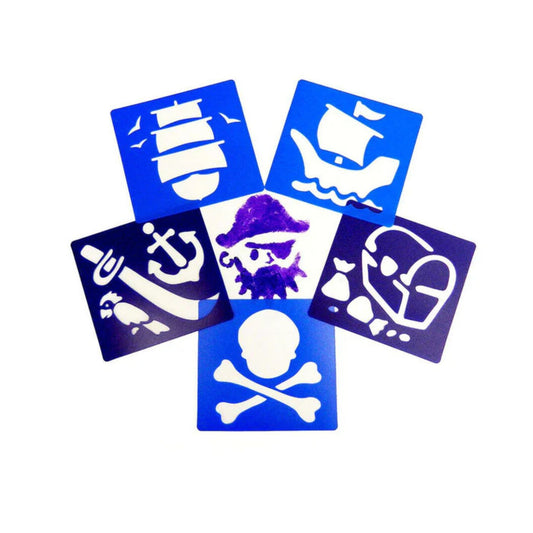 Anthony Peters Washable Plastic Stencils Set of 6 – Pirate Theme for Kids' Creative Play