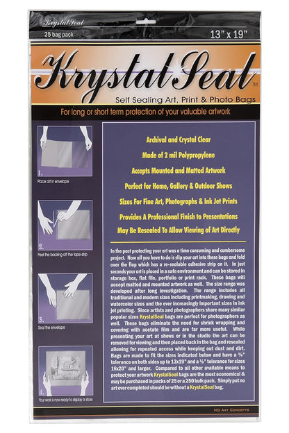 Art Spectrum Krystal Self-Sealing Seal Bags Clear 13 x 19" A3 Pack of 25