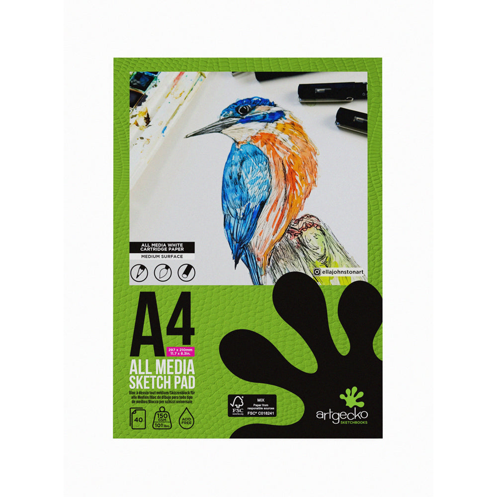 Artgecko Pro All Media Sketchpad A4 40 Sheets 150gsm White Paper