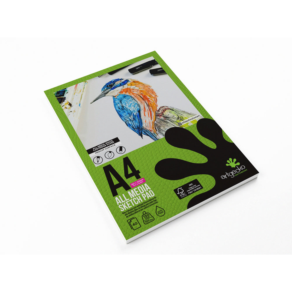 Artgecko Pro All Media Sketchpad A4 40 Sheets 150gsm White Paper