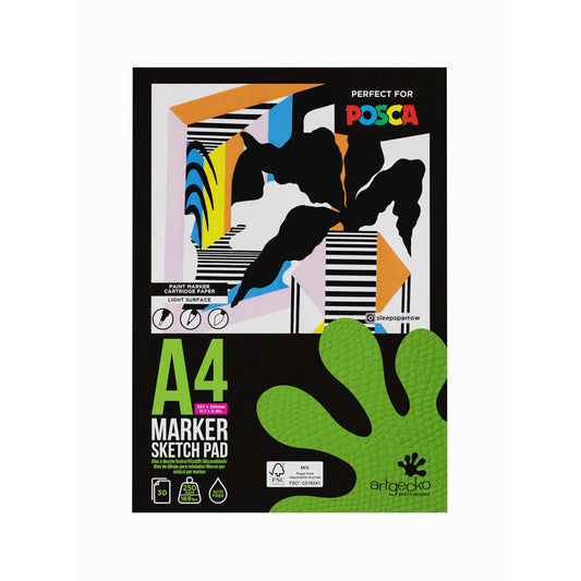 Artgecko Pro Marker Sketchpad A4 30 Sheets 250gsm White Paper