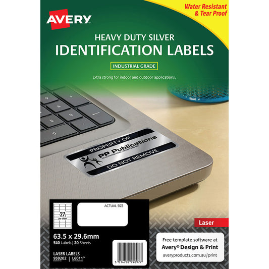 Avery L6011 Silver Heavy Duty Labels 63.5x29.6mm – Laser