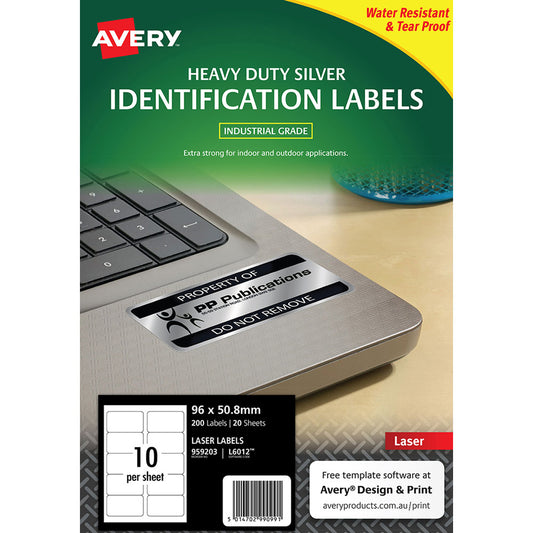 Avery L6012 Silver Heavy Duty Labels 96x50.8mm – Laser
