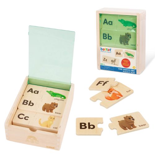 Battat Wooden Self-Correcting Alphabet Puzzle Box Set