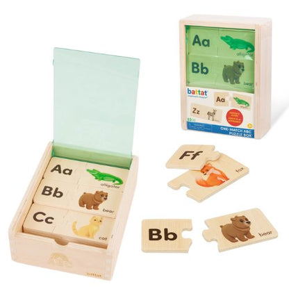 Battat Wooden Self-Correcting Alphabet Puzzle Box Set