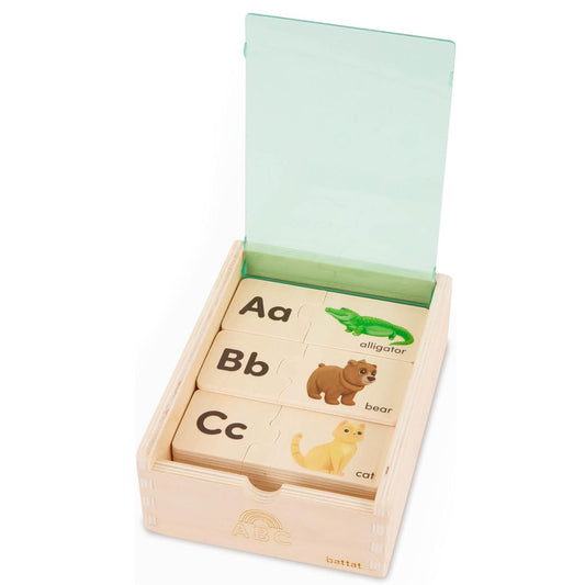 Battat Wooden Self-Correcting Alphabet Puzzle Box Set