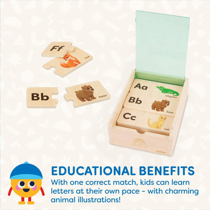 Battat Wooden Self-Correcting Alphabet Puzzle Box Set
