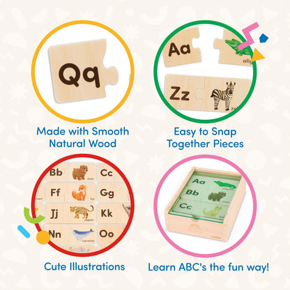 Battat Wooden Self-Correcting Alphabet Puzzle Box Set