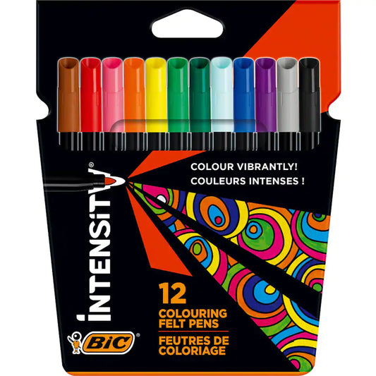 BiC Intensity Fibre Tip Felt Pens Pack of 12 Shades