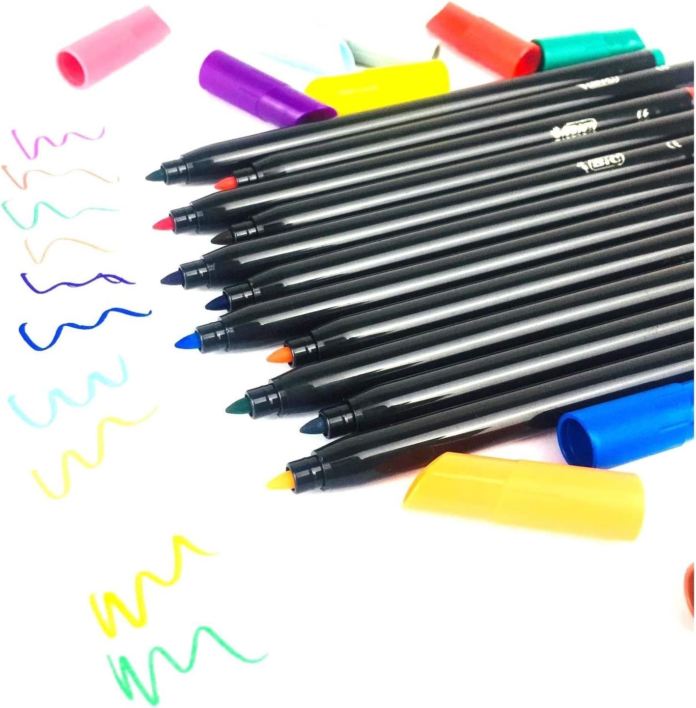 BiC Intensity Felt Tip Colouring Pens Assorted Ink Colours 0.9mm Nib Pack  Of 24