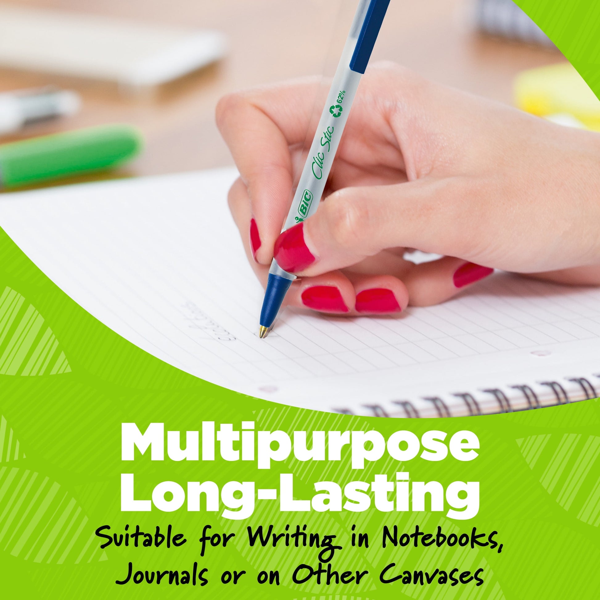 Bic Eco Clic Stic Ballpoint Pen Retractable Medium Tip 1.0mm Blue