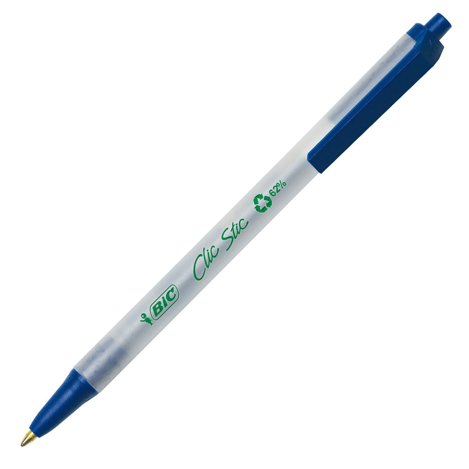 Bic Eco Clic Stic Ballpoint Pen Retractable Medium Tip 1.0mm Blue