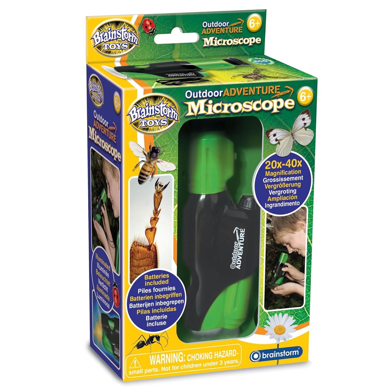 Microscope Toy Insect Brainstorm Toys Outdoor Adventure Hand-Held Microscope 40 x Magnificat ...
