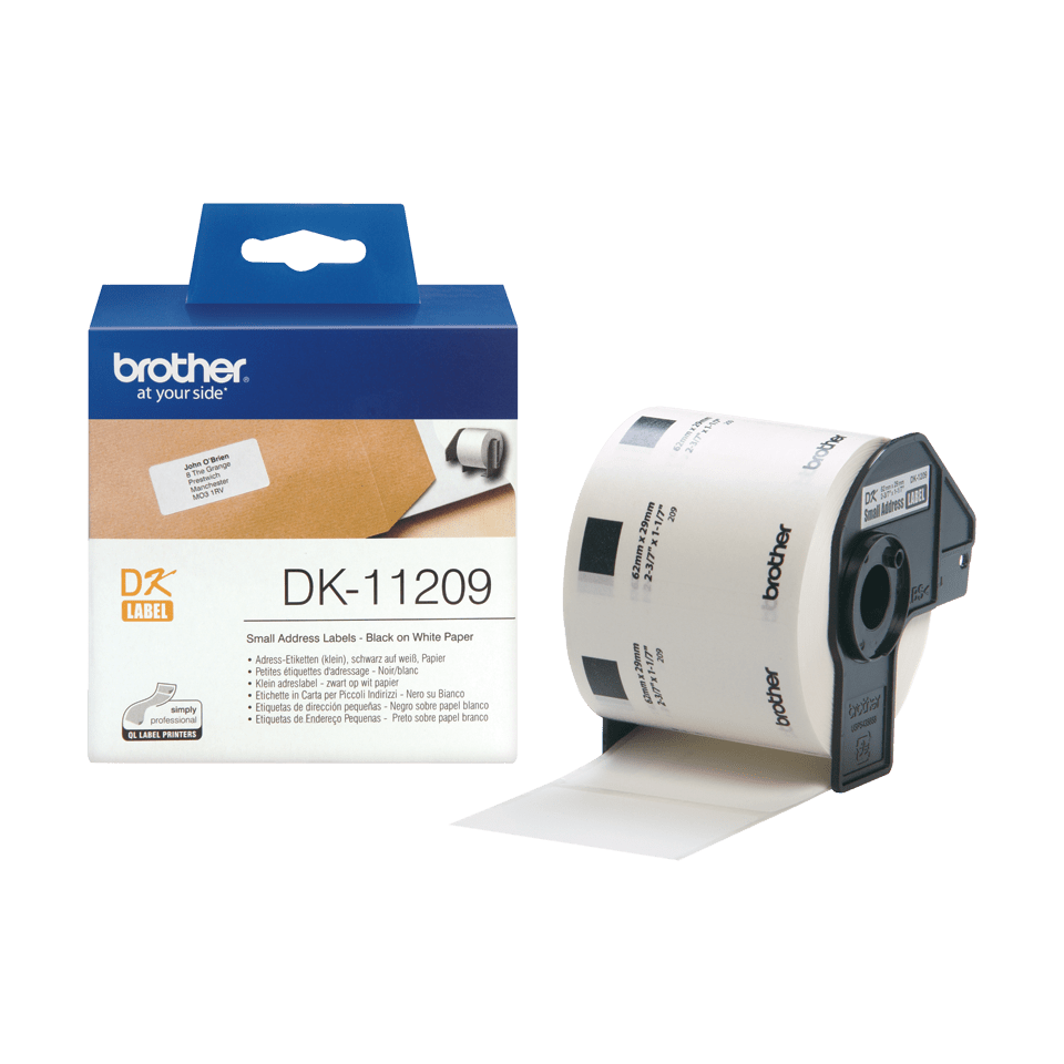 Brother DK-11209 Paper Label Roll Black on White 29 x 62mm 800 Labels
