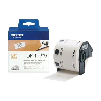 Brother DK-11209 Paper Label Roll Black on White 29 x 62mm 800 Labels