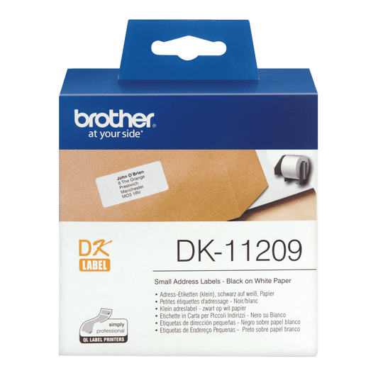 Brother DK-11209 Paper Label Roll Black on White 29 x 62mm 800 Labels