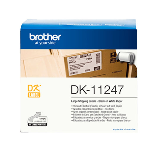 Brother DK-11247 Continuous Paper Label Roll Black on White 103mm x 164mm 180 Labels