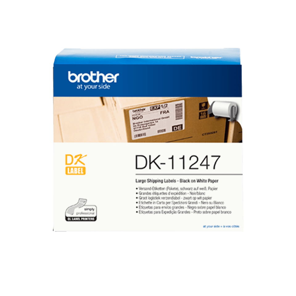 Brother DK-11247 Continuous Paper Label Roll Black on White 103mm x 164mm 180 Labels