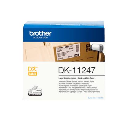Brother DK-11247 Continuous Paper Label Roll Black on White 103mm x 164mm 180 Labels