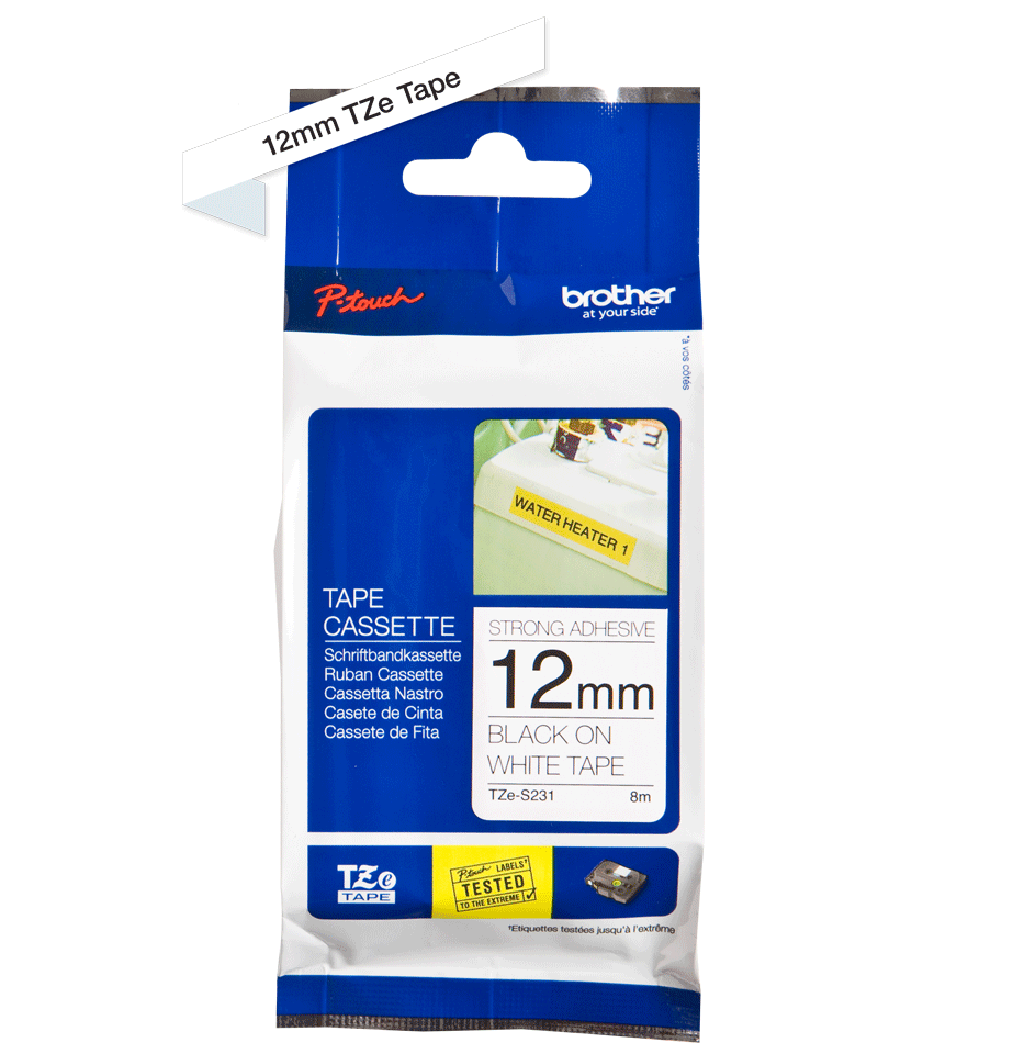 Brother TZe-231 Labelling Tape Cassette Black on White 12mm x 8m