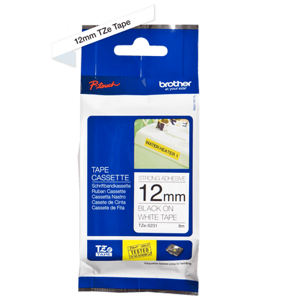Brother TZe-231 Labelling Tape Cassette Black on White 12mm x 8m