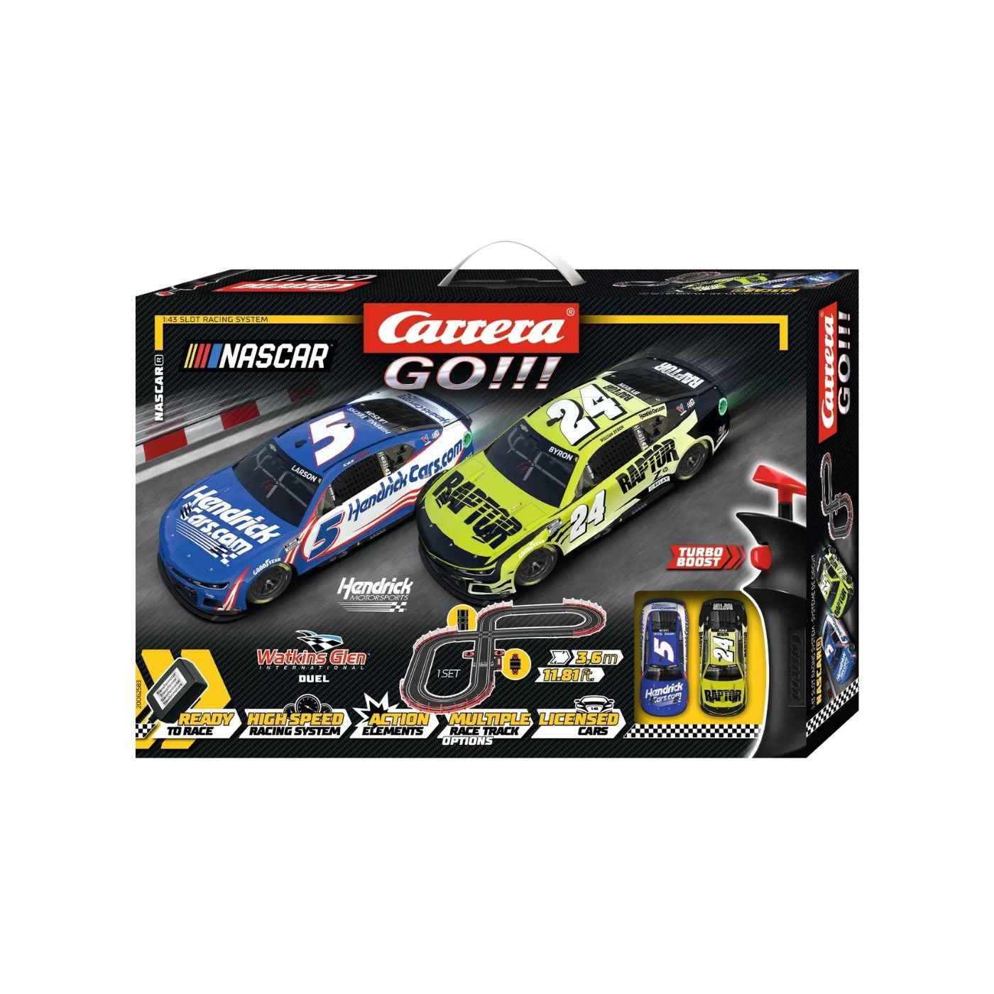 CARRERA GO!!! NASCAR Watkins Glen Duel Slot Car Racing Set 1:43