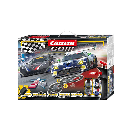 Carrera GO!!! 62521 Onto The Podium 1:43 Slot Car Racing Set – Viper & Corvette with Controllers