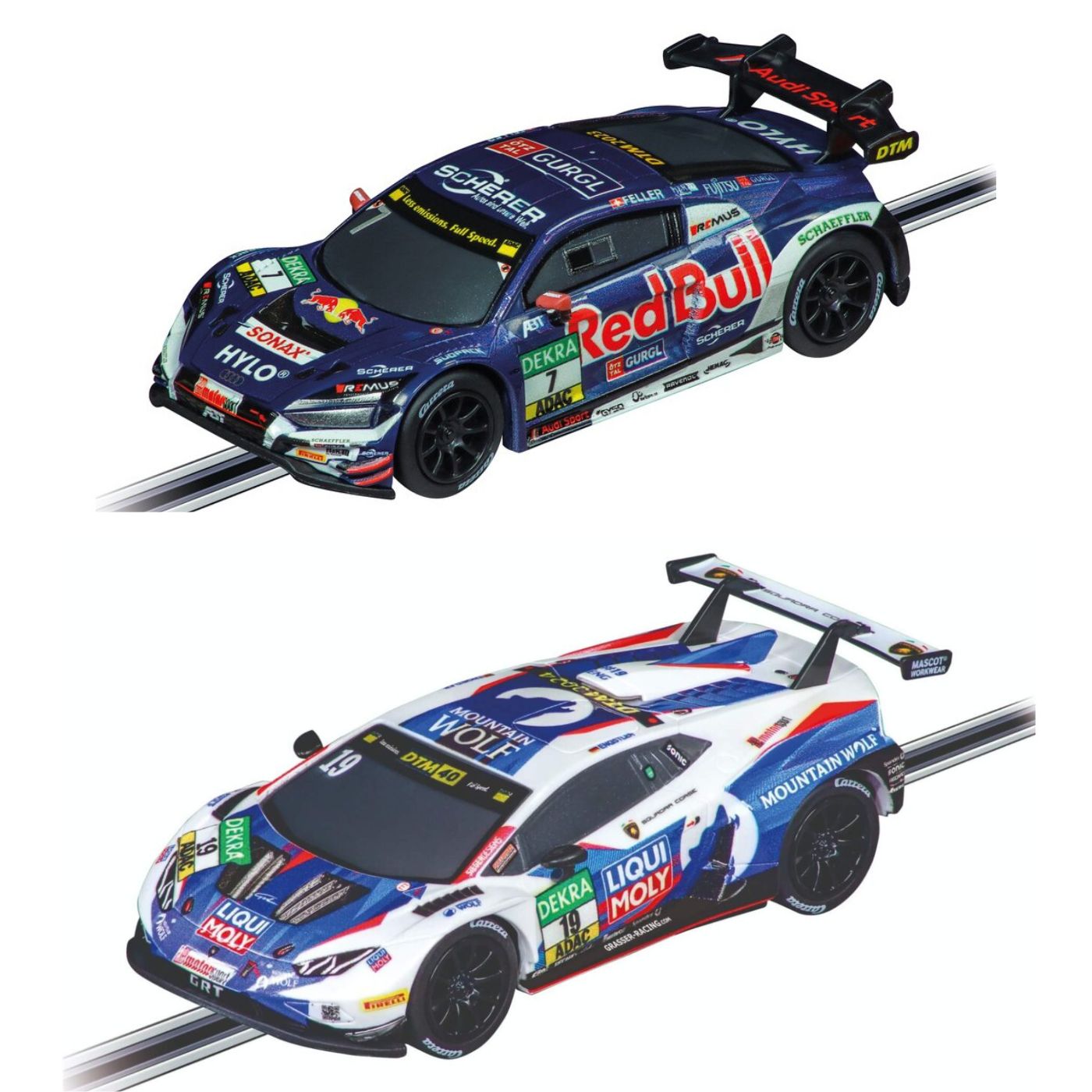Carrera GO!!! DTM Speed Giants Slot Car Racing Set – Audi R8 vs Lamborghini Huracán – 8.9m Track with Loops & Flyover