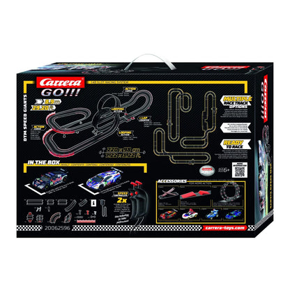 Carrera GO!!! DTM Speed Giants Slot Car Racing Set – Audi R8 vs Lamborghini Huracán – 8.9m Track with Loops & Flyover