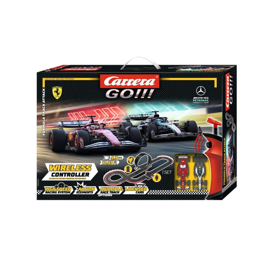 Carrera GO!!! Formula Track Attack – 1:43 Scale Formula 1 Racing Track 5.3m Ferrari SF-25 vs Mercedes-AMG F1 E W16