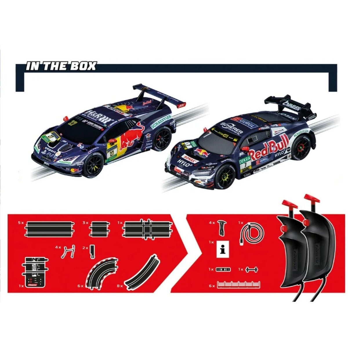 Carrera GO!!! GT Pro Racers Lamborghini Huracán vs Audi R8 LMS 5.3m Slot Car Racing Set