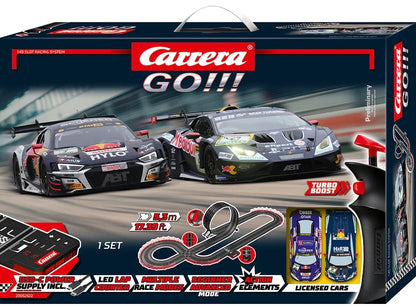 Carrera GO!!! GT Pro Racers Lamborghini Huracán vs Audi R8 LMS 5.3m Slot Car Racing Set