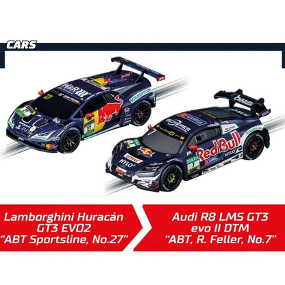 Carrera GO!!! GT Pro Racers Lamborghini Huracán vs Audi R8 LMS 5.3m Slot Car Racing Set